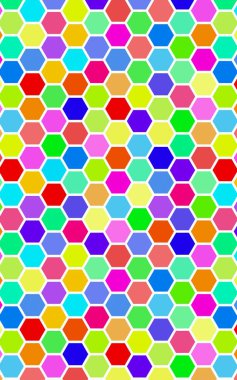 Petek çok renkli, çok renkli. Biyometrik geometri. 3d illüstrasyon