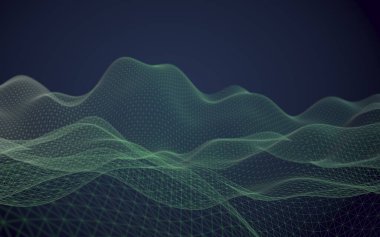 Soyut manzara arka plan. Siber uzay mor ızgarası. merhaba teknoloji ağı. 3d illüstrasyon