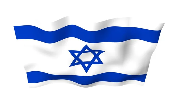 이스라엘의 이스라엘 나라의 들판에서 수평의 파란색 줄무늬 사이에 데이비드의 파란별 — 스톡 사진