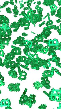 Beyaz arka planda dijital para birimi sembolü Bitcoin. Bitcoin düşüşü. Sanal ekranda kripto para birimi grafiği. İş, finans ve teknoloji kavramı. 3B illüstrasyon