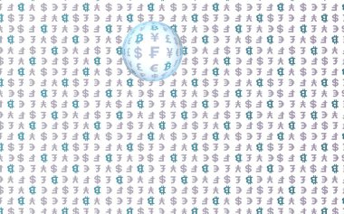 Bitcoin ve para birimi beyaz bir arka plan üzerinde. Dijital kripto sembolü. Döviz balonu, dalga etkisi, piyasa dalgalanmaları. İş konsepti. 3d illüstrasyon
