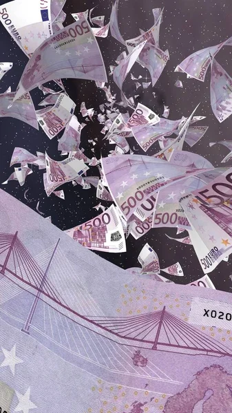 Billetes Euros Voladores Sobre Fondo Estrellado Del Espacio Exterior Dinero — Foto de Stock