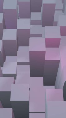 Soyut pembe gri zarif küp geometrik arka plan. Kaotik olarak gelişmiş dikdörtgen çubuklar. 3d Rendering, 3d illüstrasyon