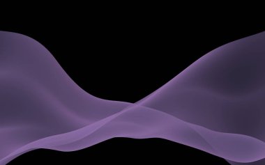 Soyut mor dalga. Raster hava arka planı. Koyu arka planda parlak gri şerit. Gri atkı. Soyut gri duman. 3d illüstrasyon