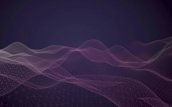 Abstract landscape background. Cyberspace purple grid. hi tech network. 3D illustration