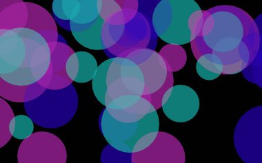 Koyu bir arka plan üzerinde çok renkli yarı saydam daireler. Pembe tonları. 3d illüstrasyon