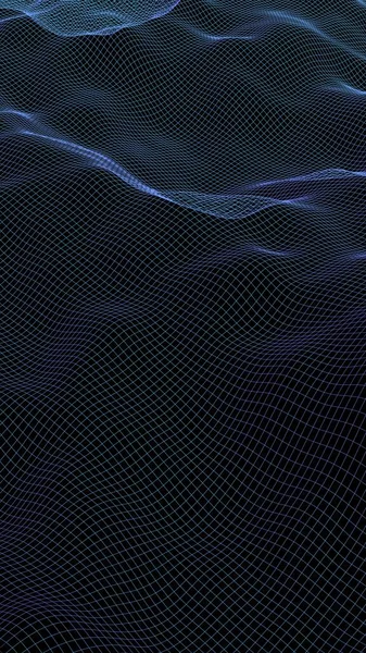 Paysage Abstrait Sur Fond Sombre Cyberspace Navy Blue Grid Salut — Photo
