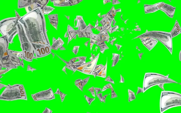 Flying Dollars Banknotes Isolated Chromakey Money Flying Air 100 Banknotes — Stock Photo, Image