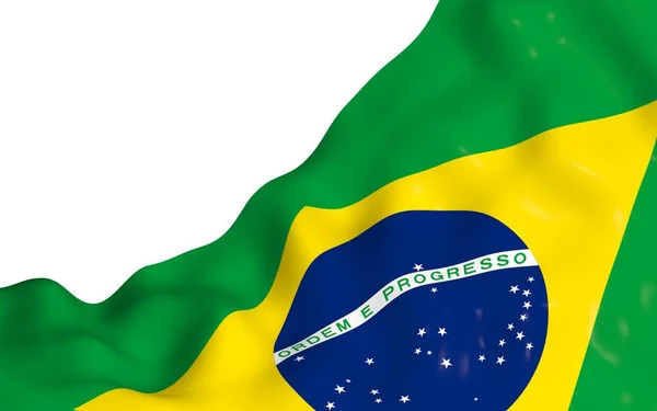 Ondeando Bandera Brasil Ordem Progresso Orden Progreso Río Janeiro Sudamérica — Foto de Stock