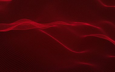 Kırmızı arka planda soyut manzara. Siber uzay şebekesi. merhaba teknoloji ağı. 3d illüstrasyon