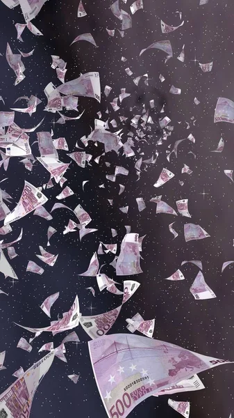 Billetes Euros Voladores Sobre Fondo Estrellado Del Espacio Exterior Dinero —  Fotos de Stock