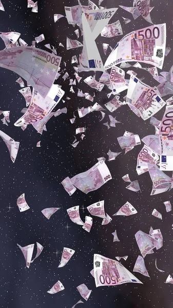 Billetes Euros Voladores Sobre Fondo Estrellado Del Espacio Exterior Dinero —  Fotos de Stock