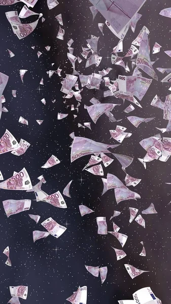 Flying Euro Banknotes Outer Space Starry Background Money Flying Outer — Stock Photo, Image