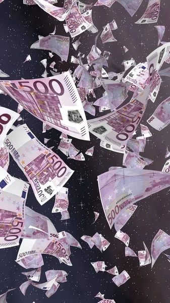 Billetes Euros Voladores Sobre Fondo Estrellado Del Espacio Exterior Dinero —  Fotos de Stock