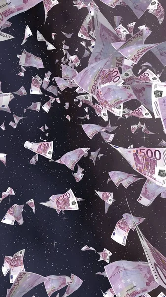 Banconote Euro Volanti Uno Sfondo Stellato Spaziale Esterno Soldi Che — Foto Stock