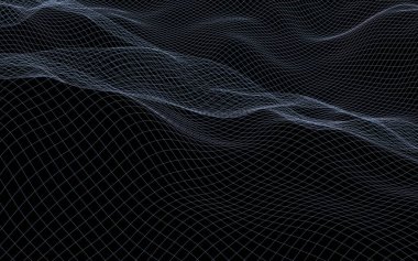 Soyut manzara arka plan. Siber uzay mavi ızgarası. merhaba teknoloji ağı. 3d illüstrasyon