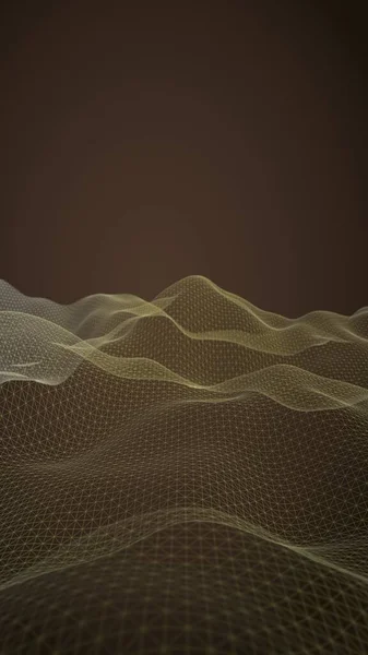 Abstract landscape on a dark background. Cyberspace orange grid. hi tech network. 3D illustration