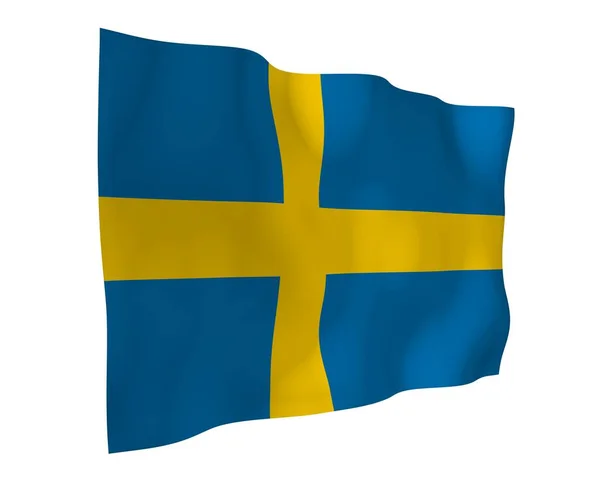 Флаг Швеции Официальный Государственный Символ Королевства Швеция Голубое Поле Жёлтым — стоковое фото