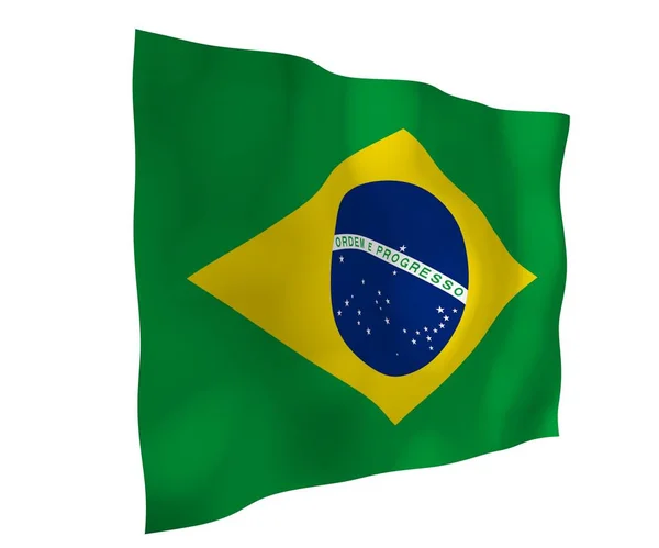 Wapperende Vlag Van Brazilië Ordem Progresso Orde Vooruitgang Rio Janeiro — Stockfoto