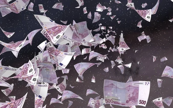 Billetes Euros Voladores Sobre Fondo Estrellado Del Espacio Exterior Dinero —  Fotos de Stock