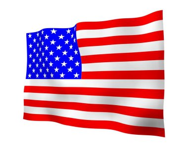 Amerika Birleşik Devletleri bayrağı sallıyor. Yıldızlar ve Çizgiler. ABD 'nin devlet sembolü. 3B illüstrasyon