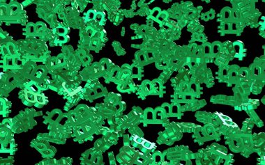 Karanlık bir arka planda dijital para birimi sembolü Bitcoin. Bitcoin düşüşü. Sanal ekranda kripto para birimi grafiği. İş, finans ve teknoloji kavramı. 3B illüstrasyon