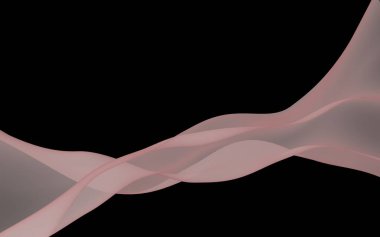 Soyut dalga. Eşarp. Siyah arka plan üzerinde parlak şerit. Soyut duman. Raster hava arka planı. 3d illüstrasyon