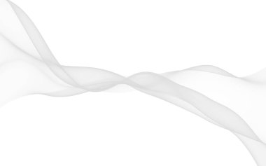 Beyaz soyut arka plan. Dalgalanan beyaz eşarp. Rüzgarın beyaz kumaşında sallanıyor. 3B illüstrasyon