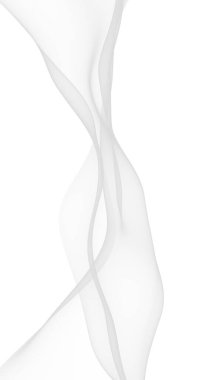 Beyaz soyut arka plan. Dalgalanan beyaz eşarp. Rüzgarın beyaz kumaşında sallanıyor. 3B illüstrasyon