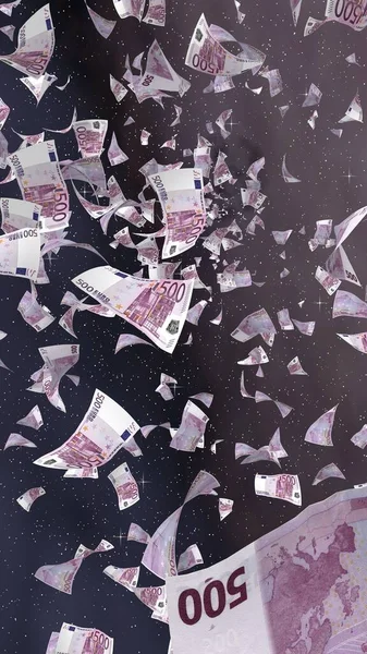 Billetes Euros Voladores Sobre Fondo Estrellado Del Espacio Exterior Dinero — Foto de Stock