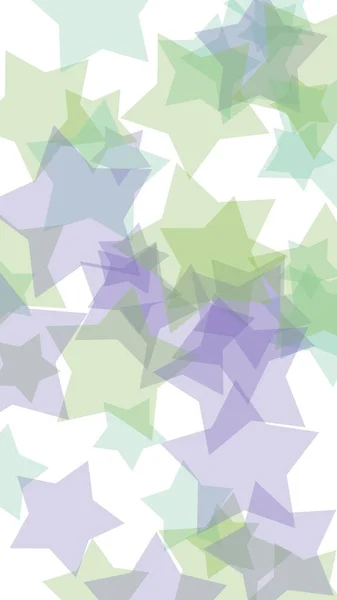 Estrelas Translúcidas Multicoloridas Sobre Fundo Branco Tons Verdes Ilustração — Fotografia de Stock