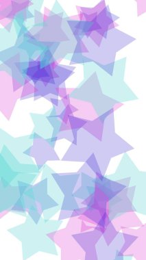 Beyaz arka plan üzerinde çok renkli yarı saydam yıldızlar. Pembe tonları. 3d illüstrasyon