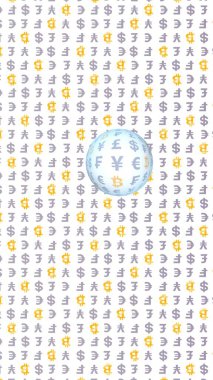 Bitcoin ve para birimi beyaz bir arka plan üzerinde. Dijital kripto sembolü. Döviz balonu, dalga etkisi, piyasa dalgalanmaları. İş konsepti. 3d illüstrasyon