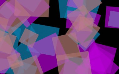 Koyu arka plan üzerinde çok renkli yarı saydam kareler. Pembe tonları. 3d illüstrasyon