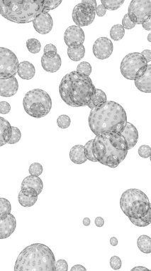 Bitcoin ekonomik balonu. Şifreli para birimi 3 boyutlu illüstrasyon. İş konsepti. Beyaz arka planda gümüş baloncuklar. Bit, Coin, madencilik konsepti