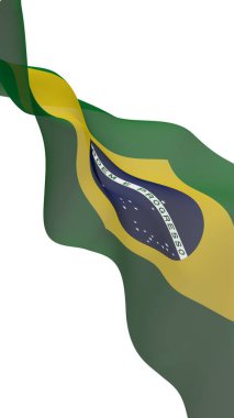 Brezilya bayrağı sallayarak. Ordem e Progresso. Sipariş ve ilerleme. Rio de Janeiro. Güney Amerika. Devlet sembolü. 3D çizim