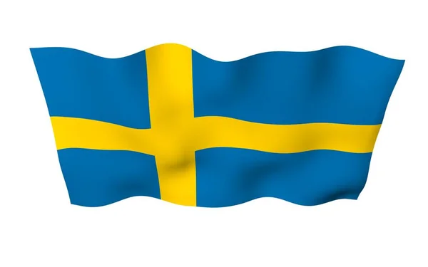 Sveriges Flagga Officiell Statssymbol För Konungariket Sverige Ett Blått Fält — Stockfoto