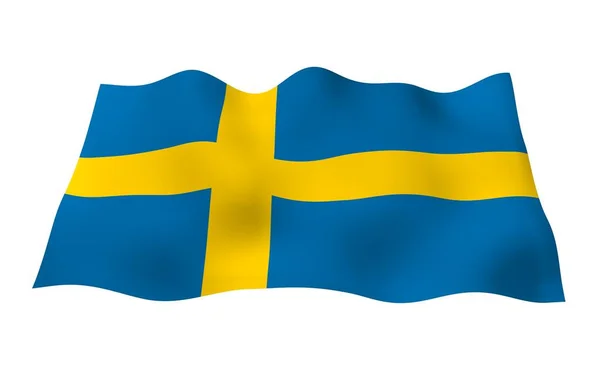 Flag Sweden Official State Symbol Kingdom Sweden Blue Field Yellow — Stock Photo, Image