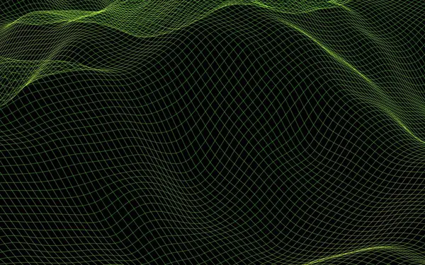 Abstrakte Landschaft Hintergrund Grünes Netz Cyberspace Hallo Tech Netzwerk Illustration — Stockfoto
