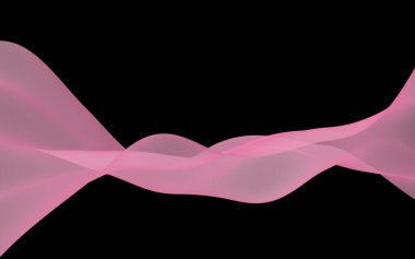 Soyut dalga. Eşarp. Siyah arka plan üzerinde parlak şerit. Soyut duman. Raster hava arka planı. 3d illüstrasyon