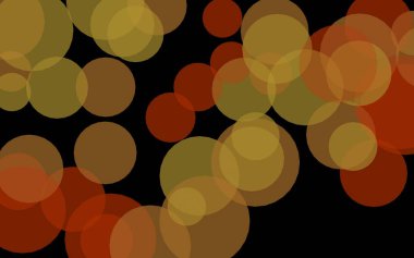 Koyu bir arka plan üzerinde çok renkli yarı saydam daireler. Sarı tonları. 3d illüstrasyon