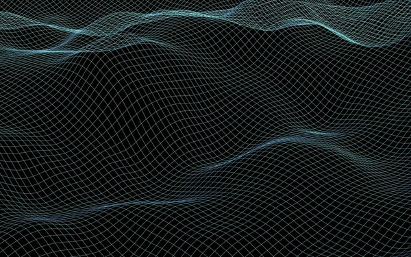 抽象的な風景の背景 サイバースペースグレーグリッド ハイテクネットワーク 3Dイラスト — ストック写真