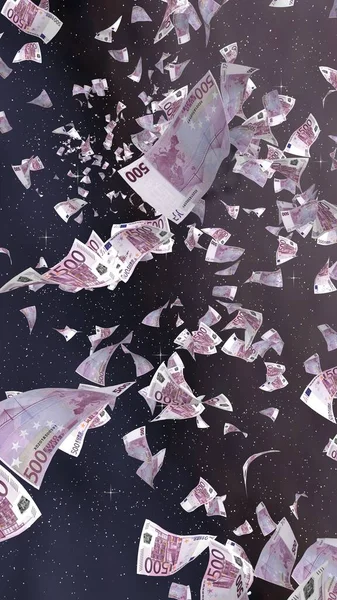 Банкноти Євро Літають Фоні Космічної Зірки Гроші Літають Відкритому Космосі — стокове фото