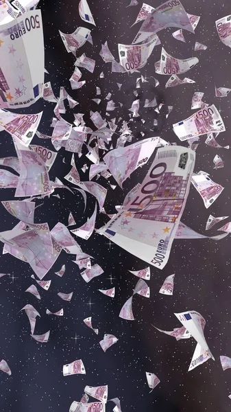 Billetes Euros Voladores Sobre Fondo Estrellado Del Espacio Exterior Dinero —  Fotos de Stock