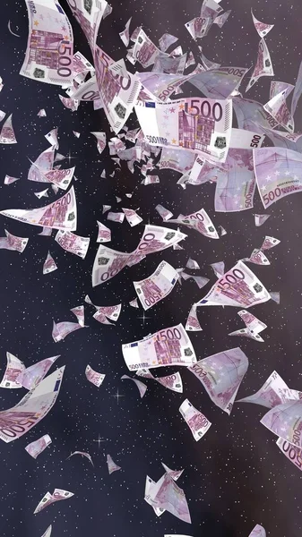 Banconote Euro Volanti Uno Sfondo Stellato Spaziale Esterno Soldi Che — Foto Stock