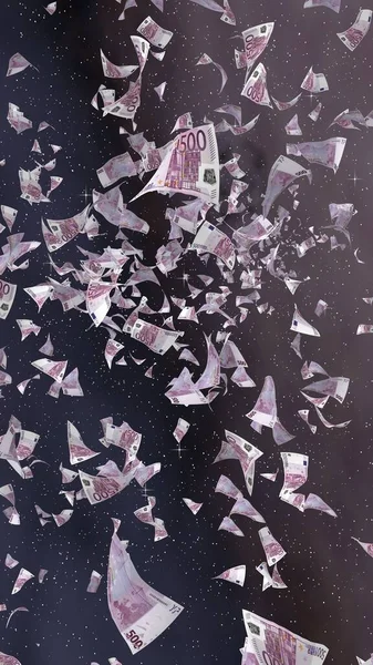 Flying Euro Banknotes Outer Space Starry Background Money Flying Outer — Stock Photo, Image