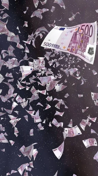 Billetes Euros Voladores Sobre Fondo Estrellado Del Espacio Exterior Dinero — Foto de Stock