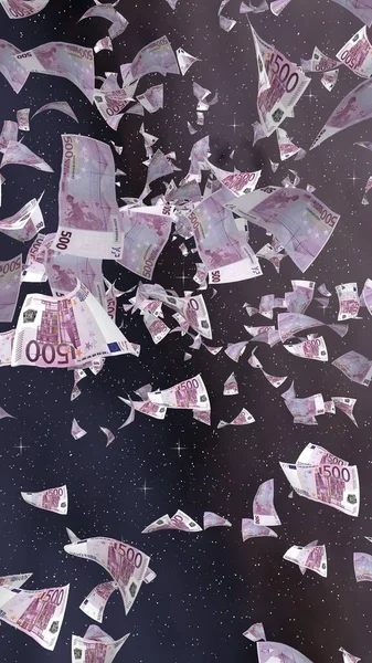 Billetes Euros Voladores Sobre Fondo Estrellado Del Espacio Exterior Dinero —  Fotos de Stock