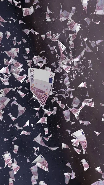 Billetes Euros Voladores Sobre Fondo Estrellado Del Espacio Exterior Dinero —  Fotos de Stock