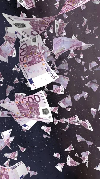 Flying Euro Banknotes Outer Space Starry Background Money Flying Outer — Stock Photo, Image